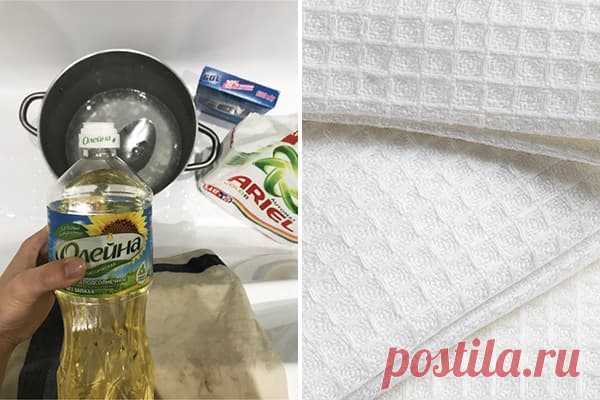 Как отстирать кухонные полотенца и придать им вид новых