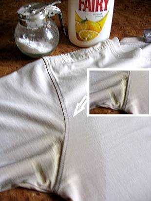 Как отстирать жёлтые пятна на подмышках на белом в домашних условиях подручными и магазинными средствами