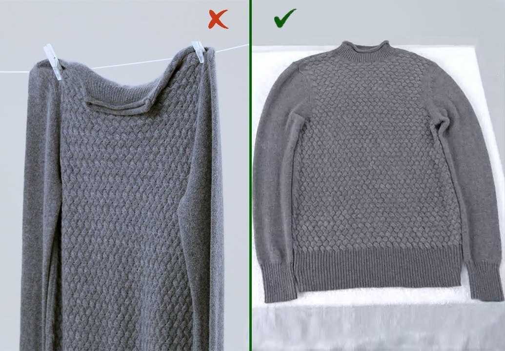 В этой статье ответим на вопросы: что делать, если свитер после стирки растянулся, как вернуть ему прежний размер, как постирать вещь, чтобы она села целиком и как усадить отдельные части изделия