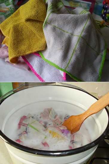Как отстирать кухонные полотенца от пятен и плохого запаха